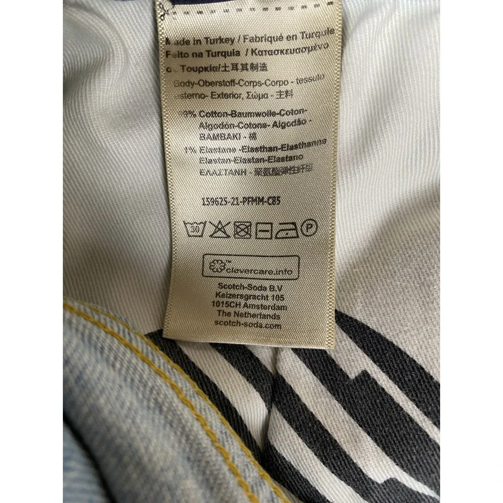 Scotch & Soda Amsterdam Blauw Skim Slim Jeans Men's‎ 34x32 Light Wash Stretch